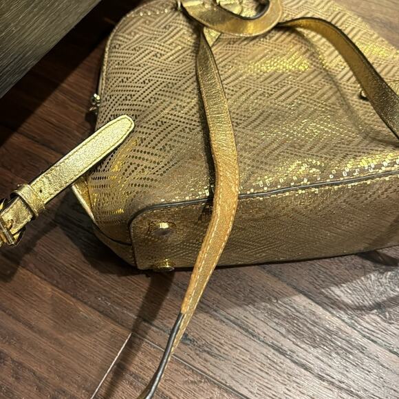 Michael Kors Pre Loved backpack in Gold metallic W/  wear mainly inside & straps main image 12
